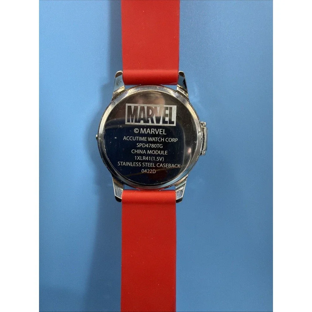 Spiderman Action Spinner Flip Cover LCD Kids Watch Red Band Accutime New Battery